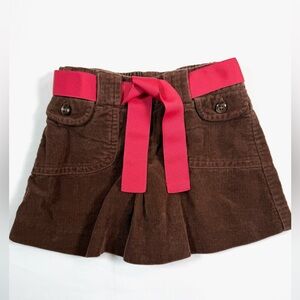 JANIE AND JACK Girl Corduroy Skirt 3-6 Months Y2K Bow Waist Preppy Cottagecore